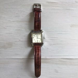 Silpada leather band rectangular face watch